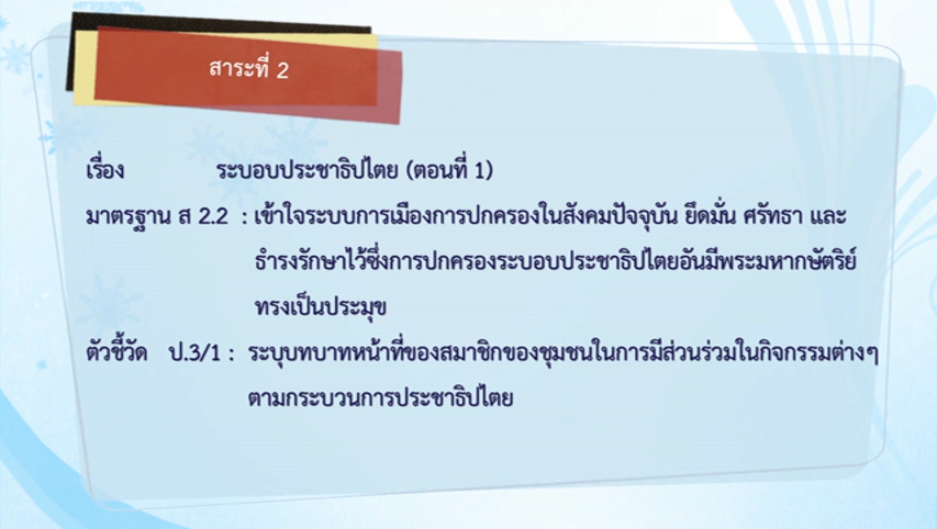 สังคมศึกษา ป.3 เรื่อง ระบอบประชาธิปไตย 1